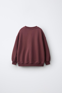 ZARA ТОЛСТОВКА С ВЫШИВКОЙ «ФЕРМА», БОРДОВЫЙ