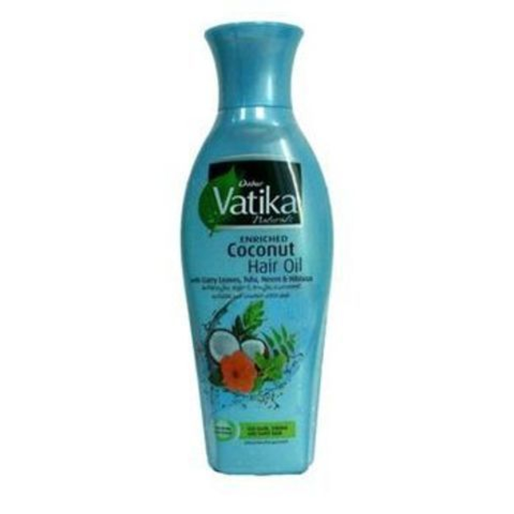 Масло для волос Dabur Vatika Coconut Hair Oil with Curry Leaves, Tulsi, Neem & Hibiscus Кокосовое обогащённое листями Карри, Базилика, Нима и Гибискуса 250 мл.