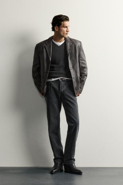 ZARA ДЖИНСЫ SLIM STRAIGHT С НИЗКОЙ ПОСАДКОЙ, СЕРЫЙ