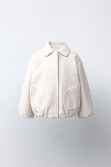ZARA БОМБЕР С ВОЛНИСТОЙ ОТДЕЛКОЙ, ЭКРЮ