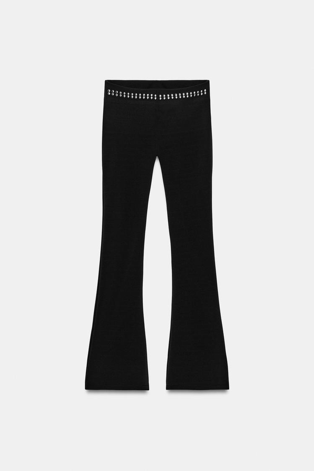 ZARA РАСКЛЕШЕННЫЕ БРЮКИ С ЗАКЛЕПКАМИ, ЧЕРНЫЙ