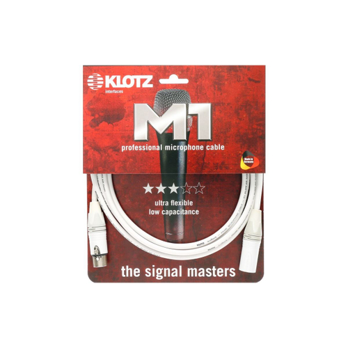 Klotz IRFM0100 микрофонный кабель XLR(F)/XLR(M), 1 м, белый, разъемы Neutrik