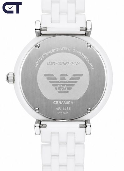 Emporio Armani AR1485 Ceramica женские наручные часы — белая керамика и лаконичный двухстрелочный дизайн