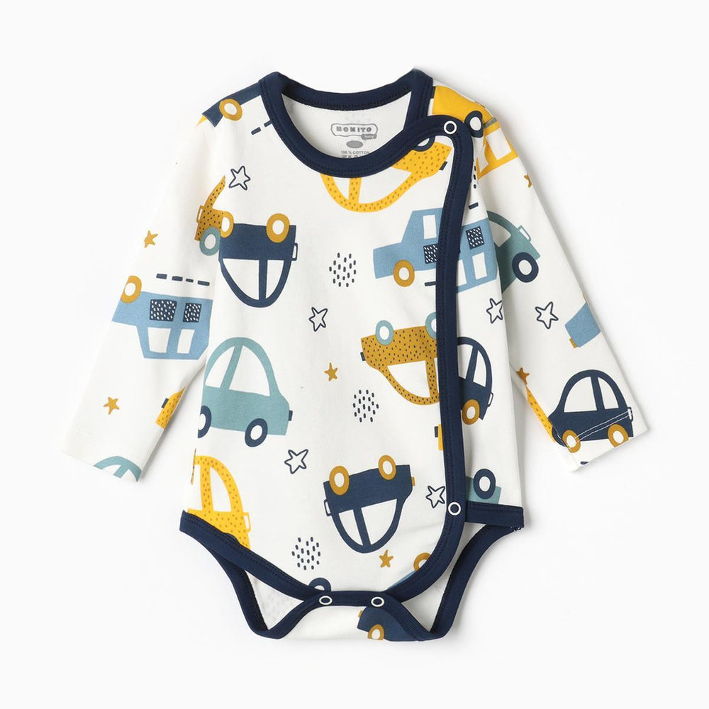 Боди детский, цвет белый/машинки, р. 68 9926972 (BONITO)