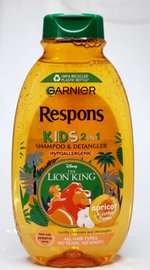 Детский шампунь Garnier Respons Kids 2-в-1 Hypoallergenic Apricot & Cotton Flower с экстрактами абрикоса и хлопка 250 мл (Из Финляндии)