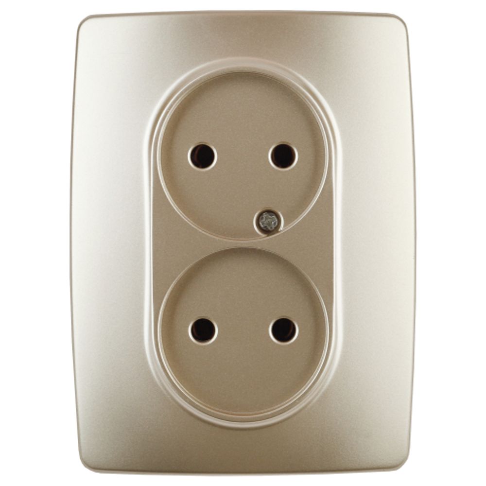 Розетка ЭРА Серия 12 12-2107-04 двойная без заземления 2X2P 16A-250В IP20 шампань | Розетки и выключатели