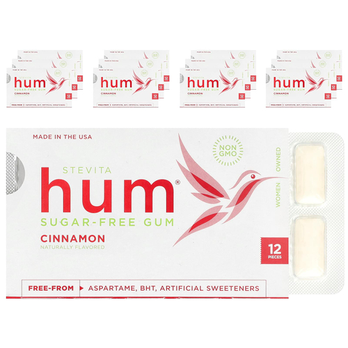 Stevita Naturals, Hum®, жевательная резинка без сахара, с корицей, 12 пакетиков, 12 шт. в каждой
