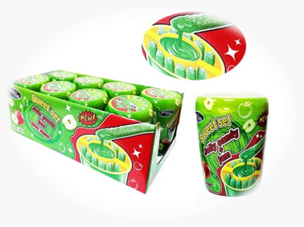 Жидкая карамель-гель + мармелад "Sweet set jelly candy + jam apple" 60г (8шт)
