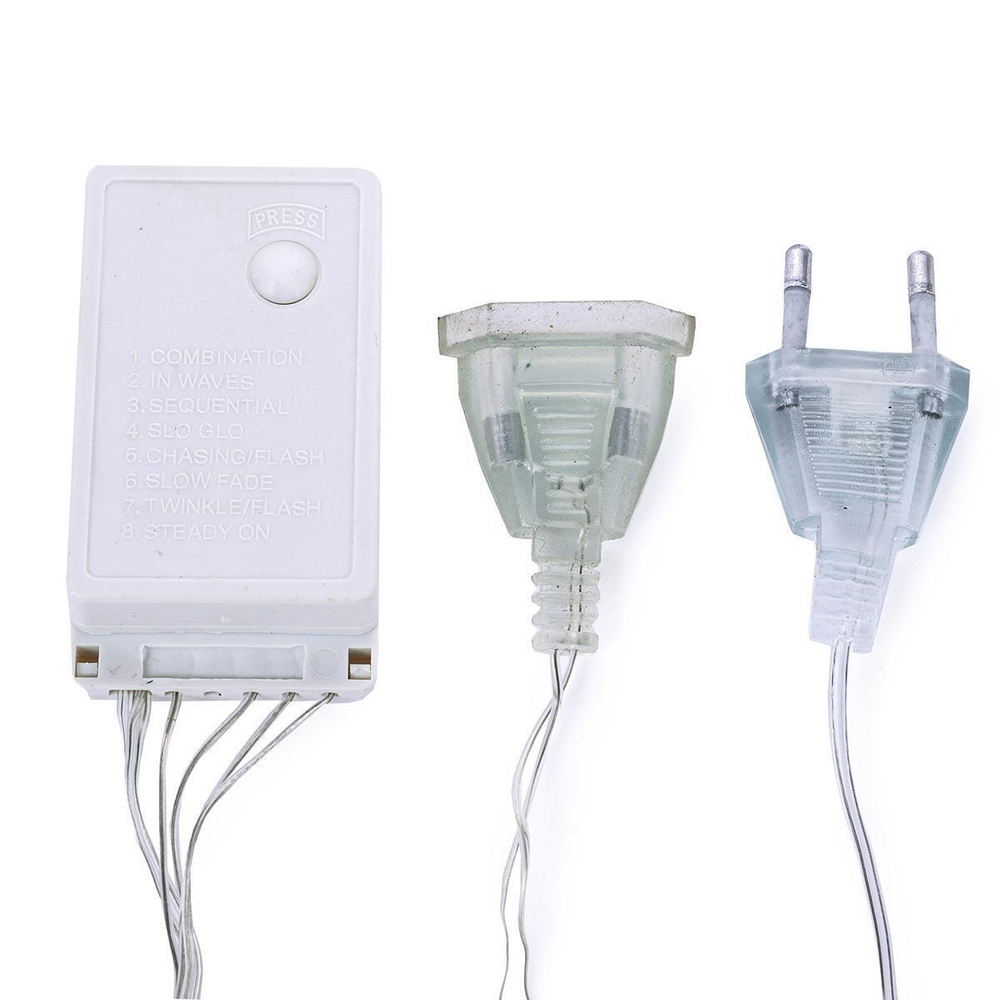 Гирлянда занавес "Водопад" ш1,5* в2,5м, 240 ламп LED, прозрач.пров, 8 реж,IP-20, Белый (Серпантин)