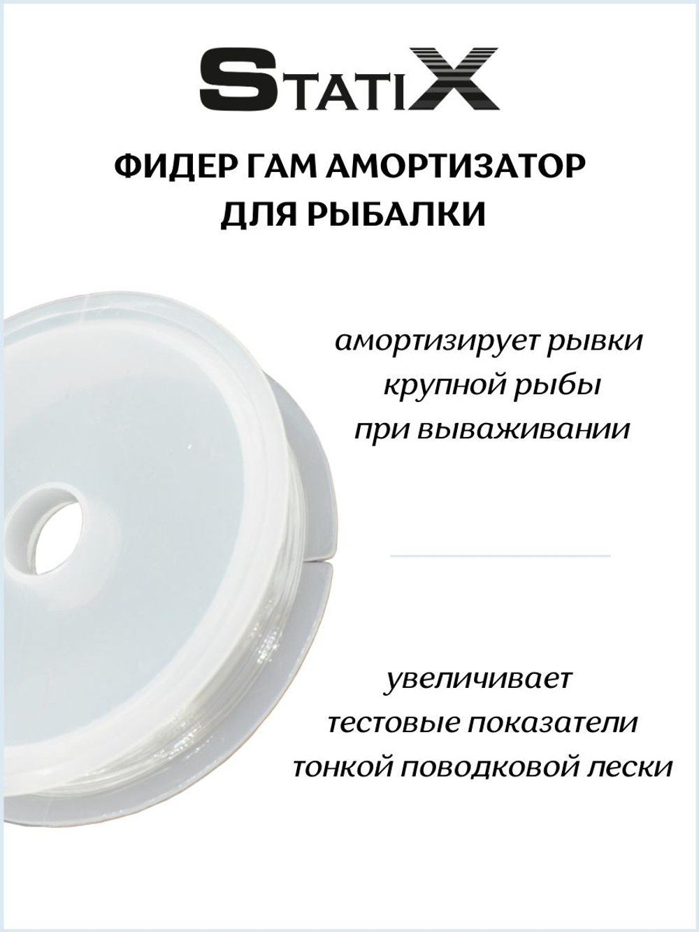 Фидер гам амортизатор для рыбалки Statix (Feeder Gum) прозрачный 0.8/6м 9кг