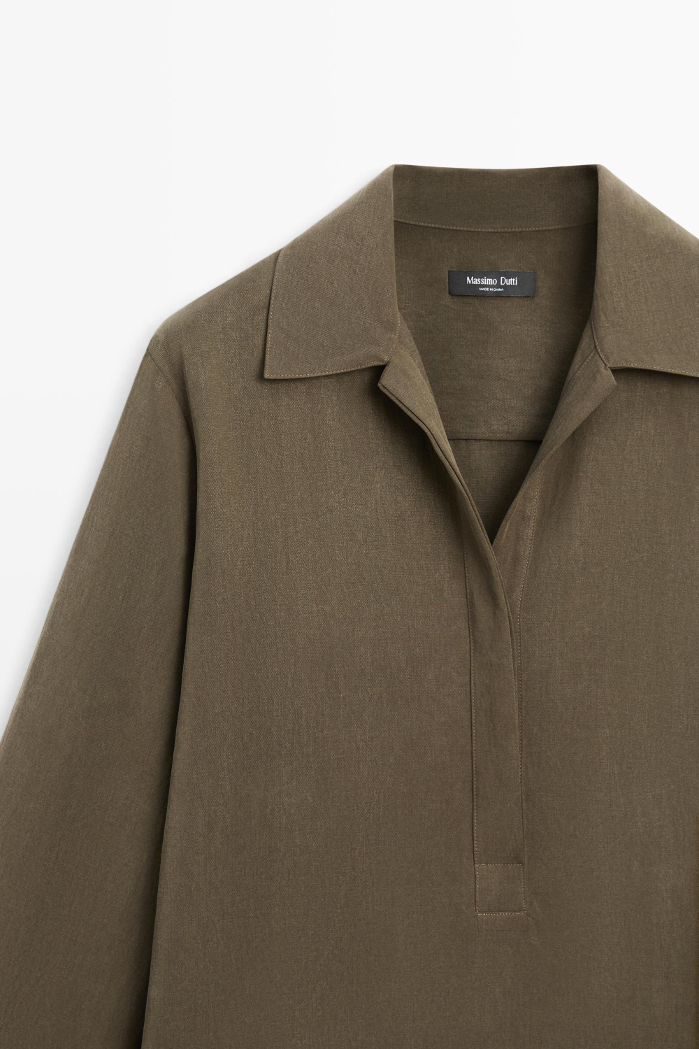 Massimo Dutti Короткое платье-рубашка с карманами, хаки
