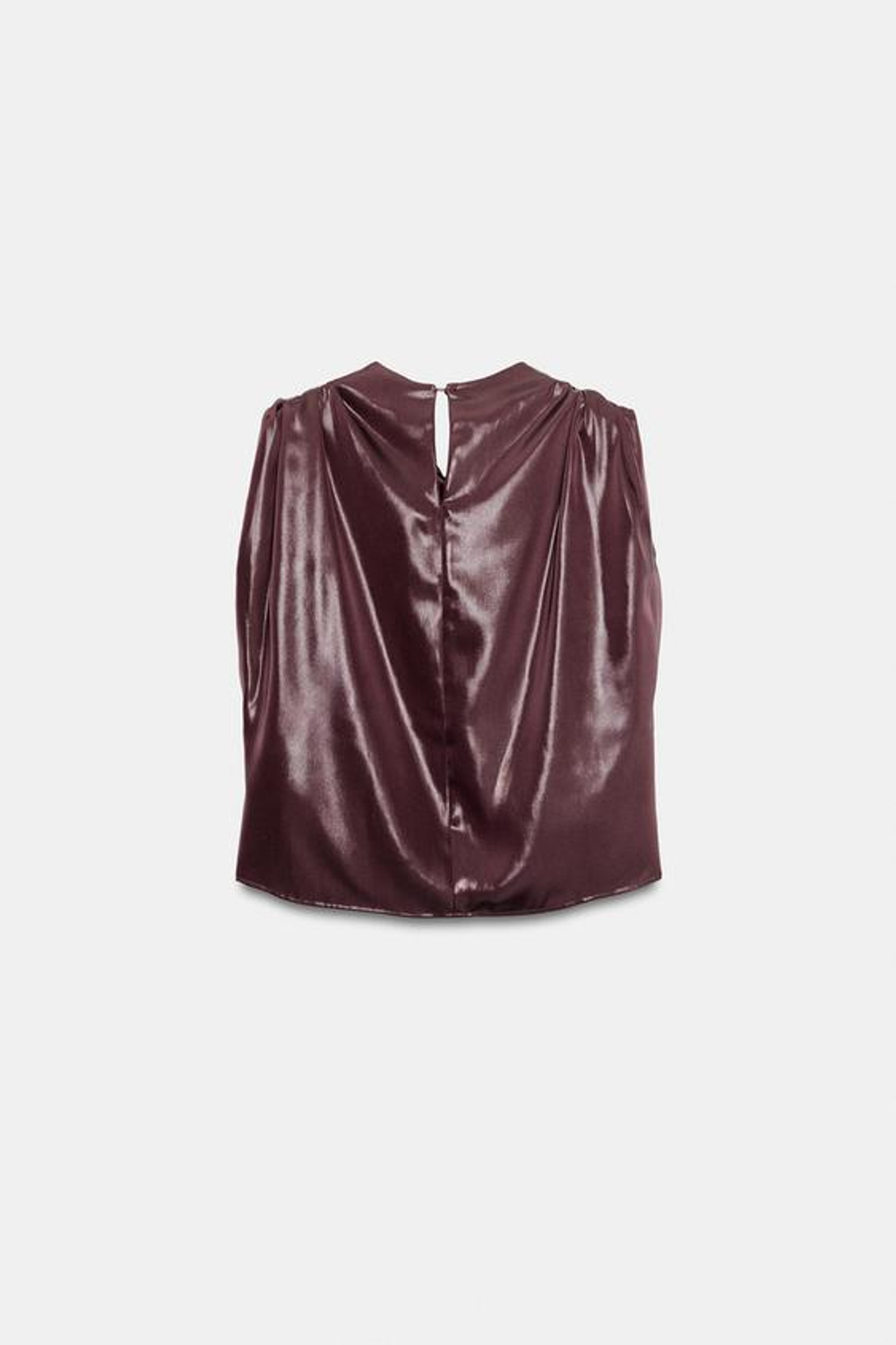 ZARA АТЛАСНЫЙ ТОП С ЗОЛОТИСТОЙ АППЛИКАЦИЕЙ, БУРГУНДИ
