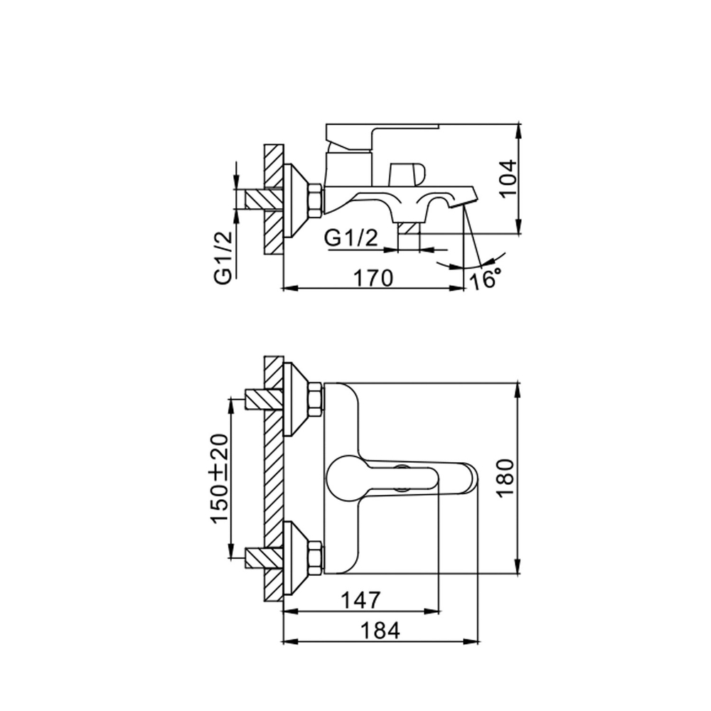 Смеситель для ванны 35к F3241 FRAP (кор. излив, белый/хром, латунь)