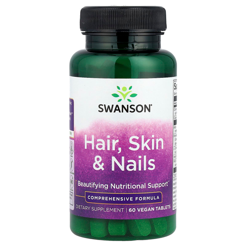 Swanson Vitamins, добавка для волос, кожи и ногтей, 60 веганских таблеток