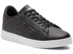 Кроссовки Meskie buty EA7 Unisex Leather Sneaker - черные