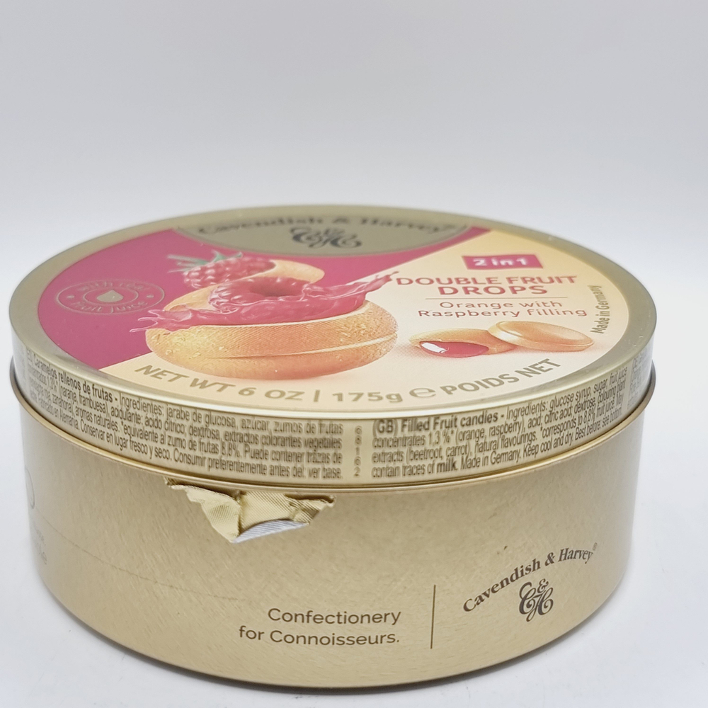 Конфеты леденцы Cavendish & Harvey Double Fruit Drops Orange with Raspberry Апельсин с малиновой начинкой 175 г (из Финляндии)