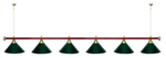 Лампа STARTBILLIARDS 6 пл. (плафоны зеленые,штанга зеленая,фурнитура золото)