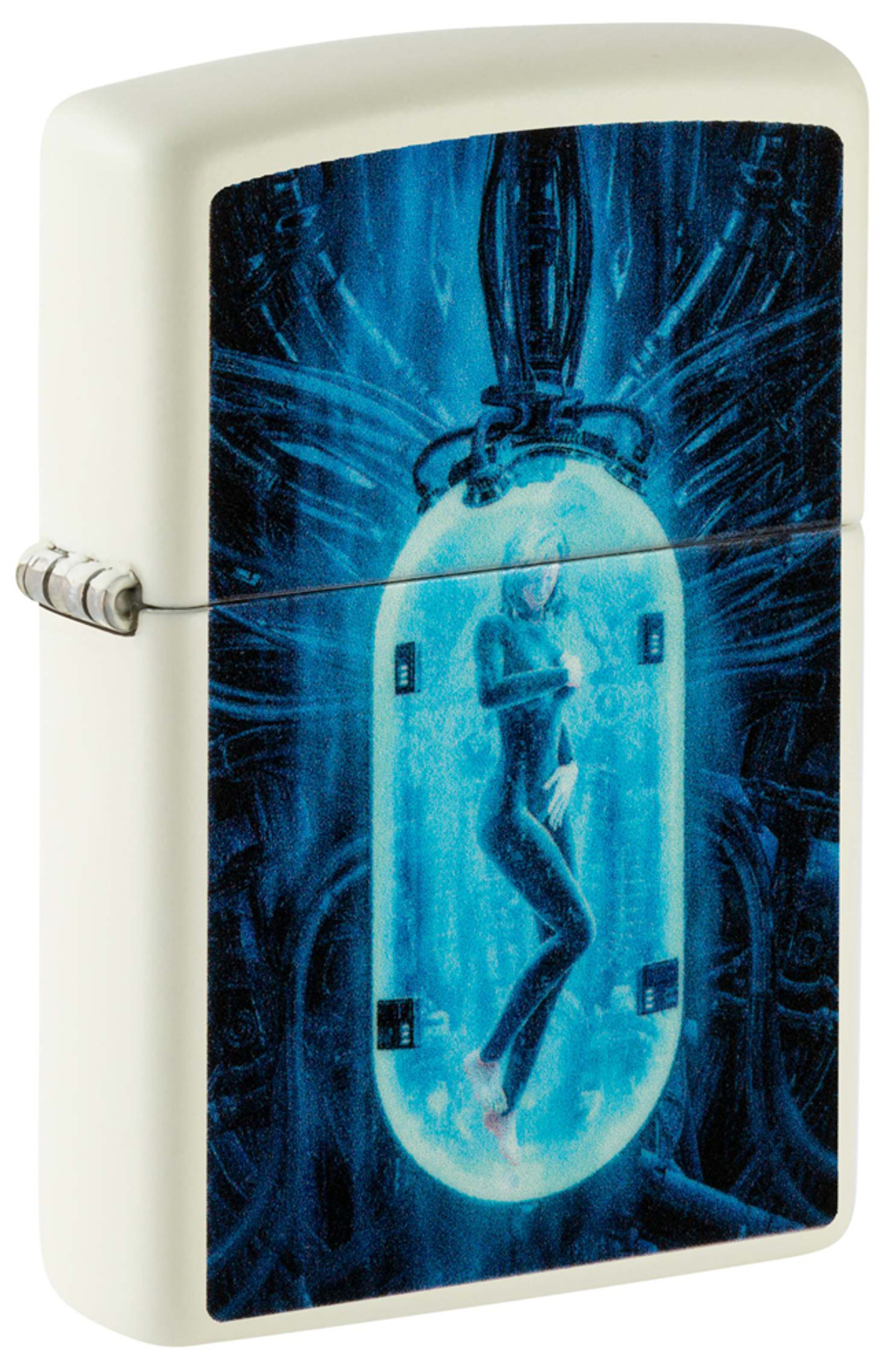 Зажигалка Zippo Woman in Tube с покрытием Glow In The Dark Green, латунь/сталь, белая, 38x13x57 мм