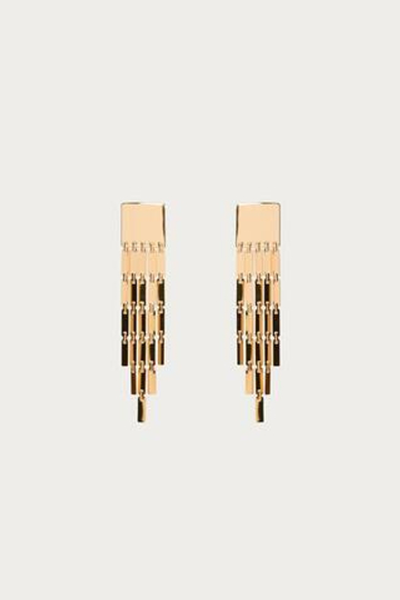ZARA X MARISA BERENSON КВАДРАТНЫЕ СЕРЬГИ С БАХРОМОЙ , ЗОЛОТИСТЫЙ