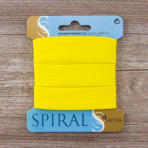 Косая бейка хлопок/полиэстер отрез 20 мм / 3 метра, 32 желтый, Safisa (Spiral)