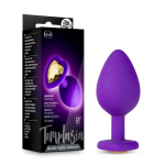 Фиолетовая анальная пробка Bling Plug Medium с золотистым стразом - 8,3 см. (Цвет: фиолетовый)
