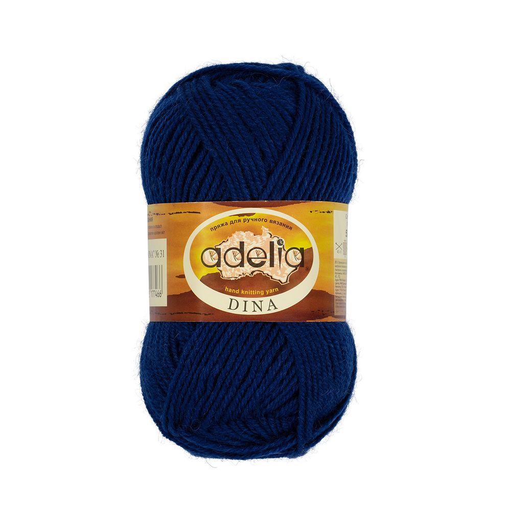 Пряжа Adelia Dina / уп.10 мот. по 50г, 100 м, 31 синий Пряжа Adelia Dina / уп.10 мот. по 50г, 100 м, 31 синий