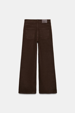 ZARA ДЖИНСЫ Z1975 КЮЛОТЫ С ВЫСОКОЙ ПОСАДКОЙ COMFORT, КОРИЧНЕВЫЙ
