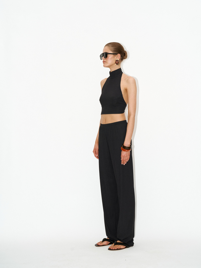Брюки kyle ribbed black прямые