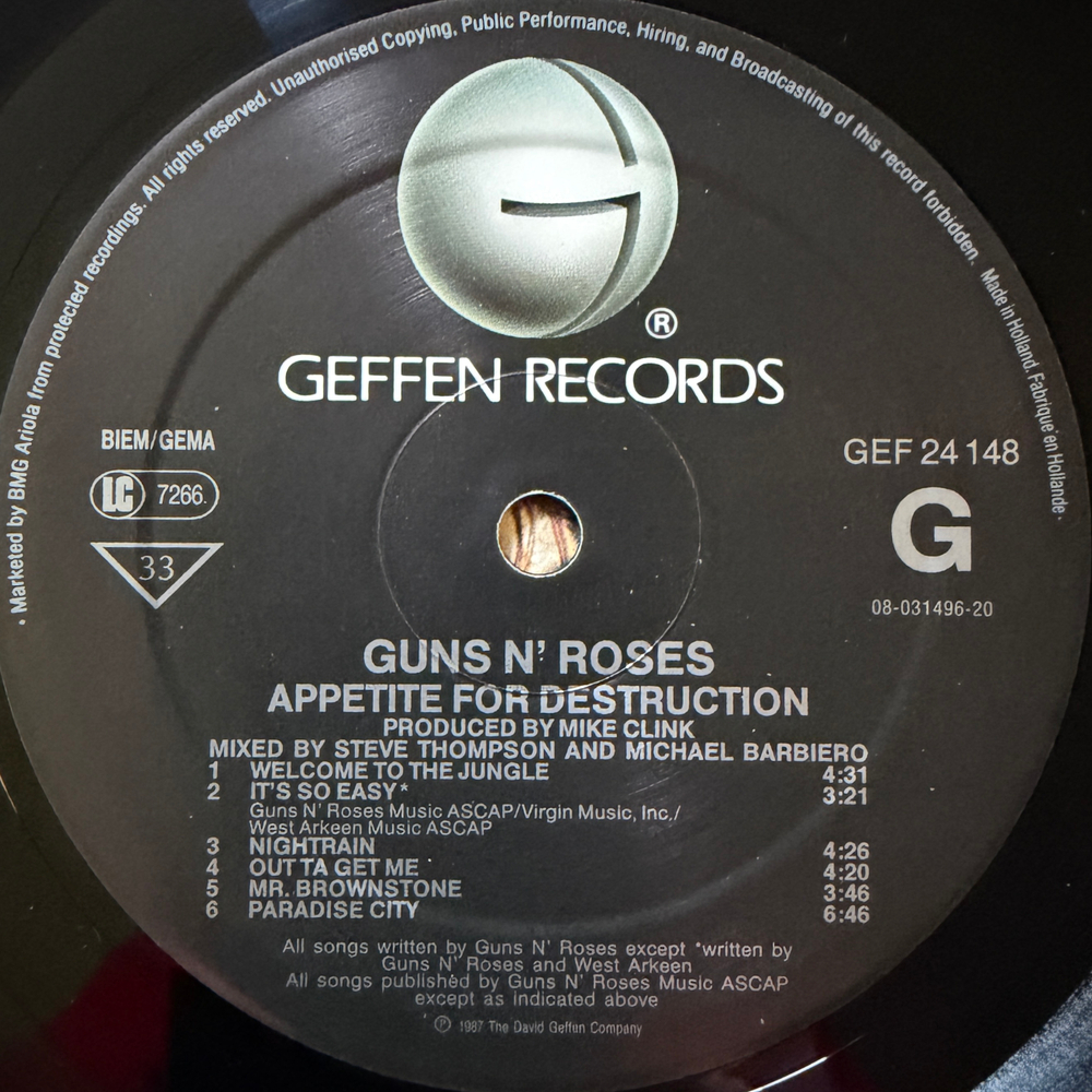 Guns N' Roses ‎– Appetite For Destruction (Европа 1990г.)
