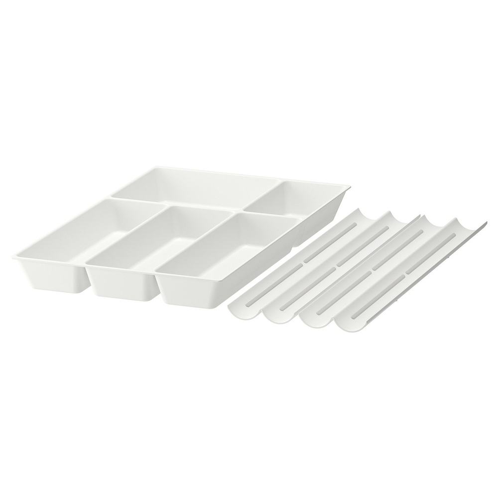 IKEA UPPDATERA  (ИКЕА УППДАТЕРА)  -  Лоток для столовых приборов с держателем для специй - белый 52x50 см