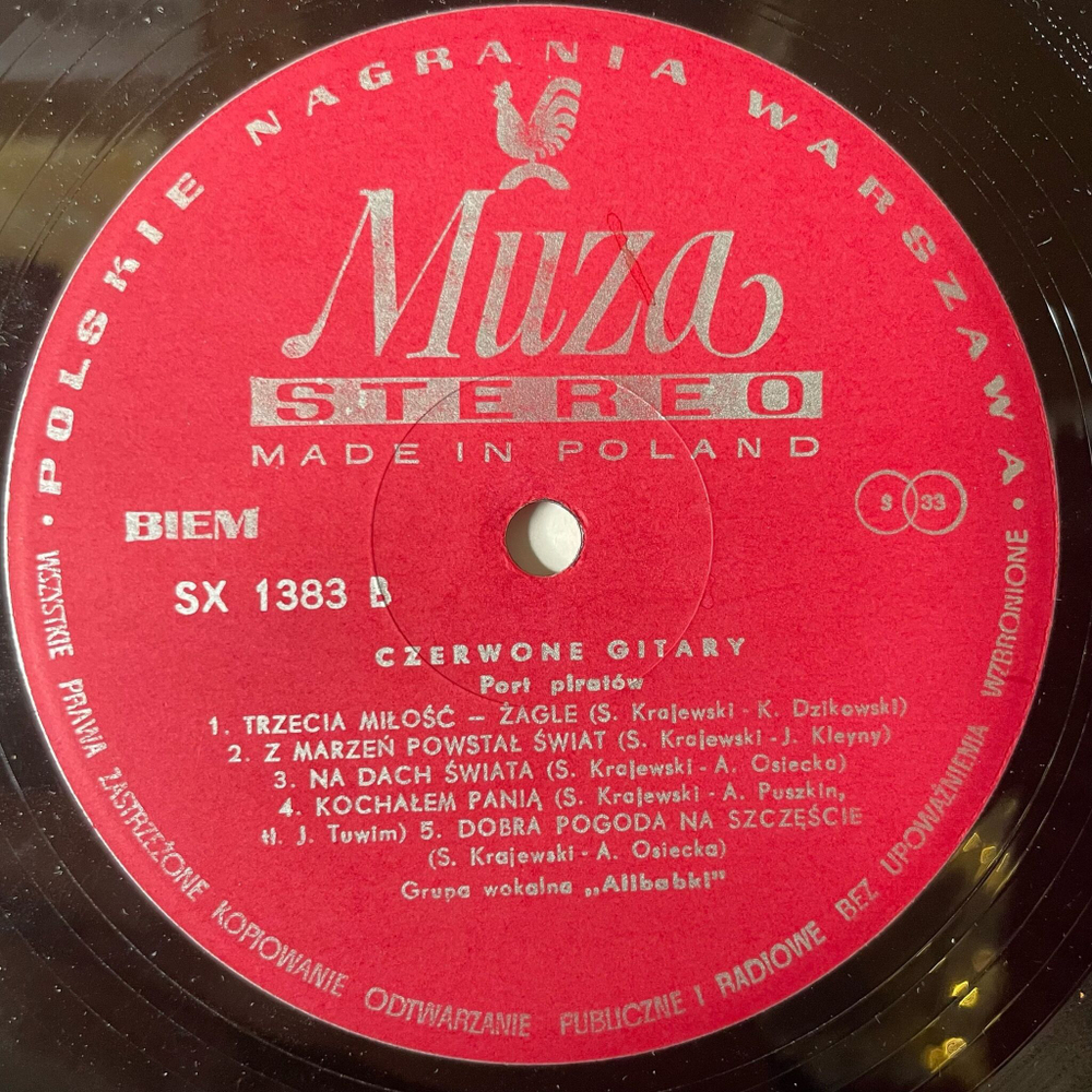 Винтажная виниловая пластинка LP Красные Гитары Czerwone Gitary Port Piratow (Польша 1976)