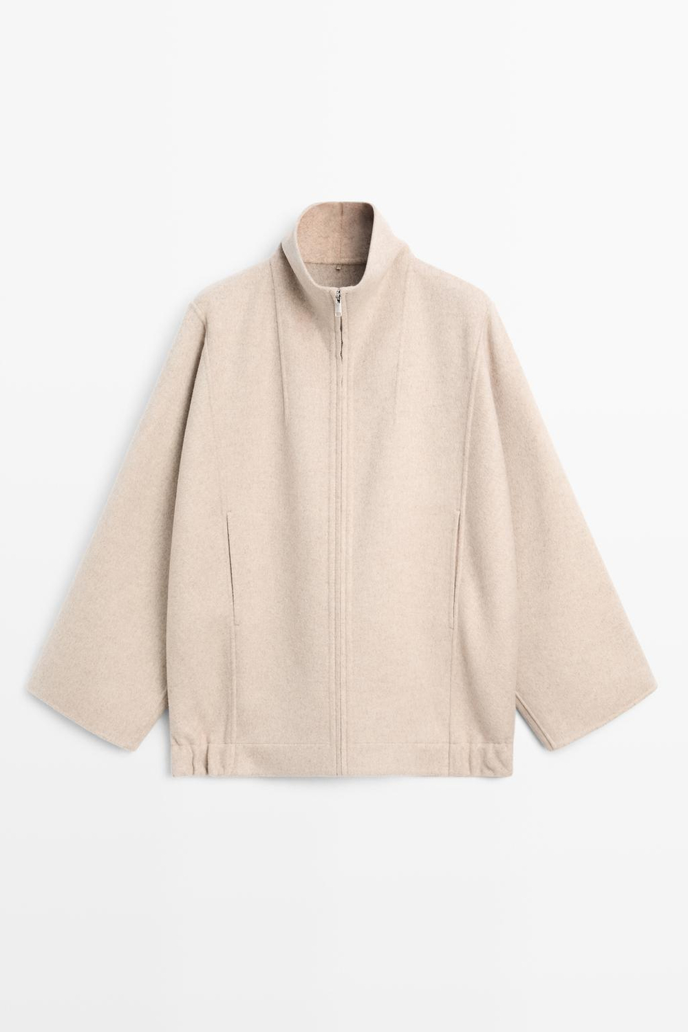 Massimo Dutti Бомбер из шерстяной смеси, бежевый