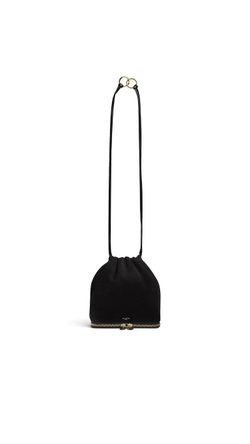 ALAÏA СУМКА LE POCHON ИЗ ЗАМШИ, ЧЕРНЫЙ
