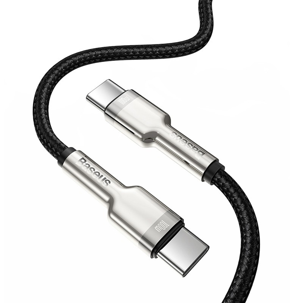 Кабель-зарядка Type-C на Type-C Baseus Cafule Metal 100W 2м CATJK-D01 чёрный
