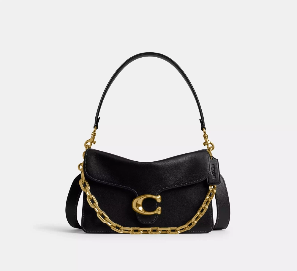 COACH СУМКА ЧЕРЕЗ ПЛЕЧО TABBY CHAIN, ЧЕРНЫЙ