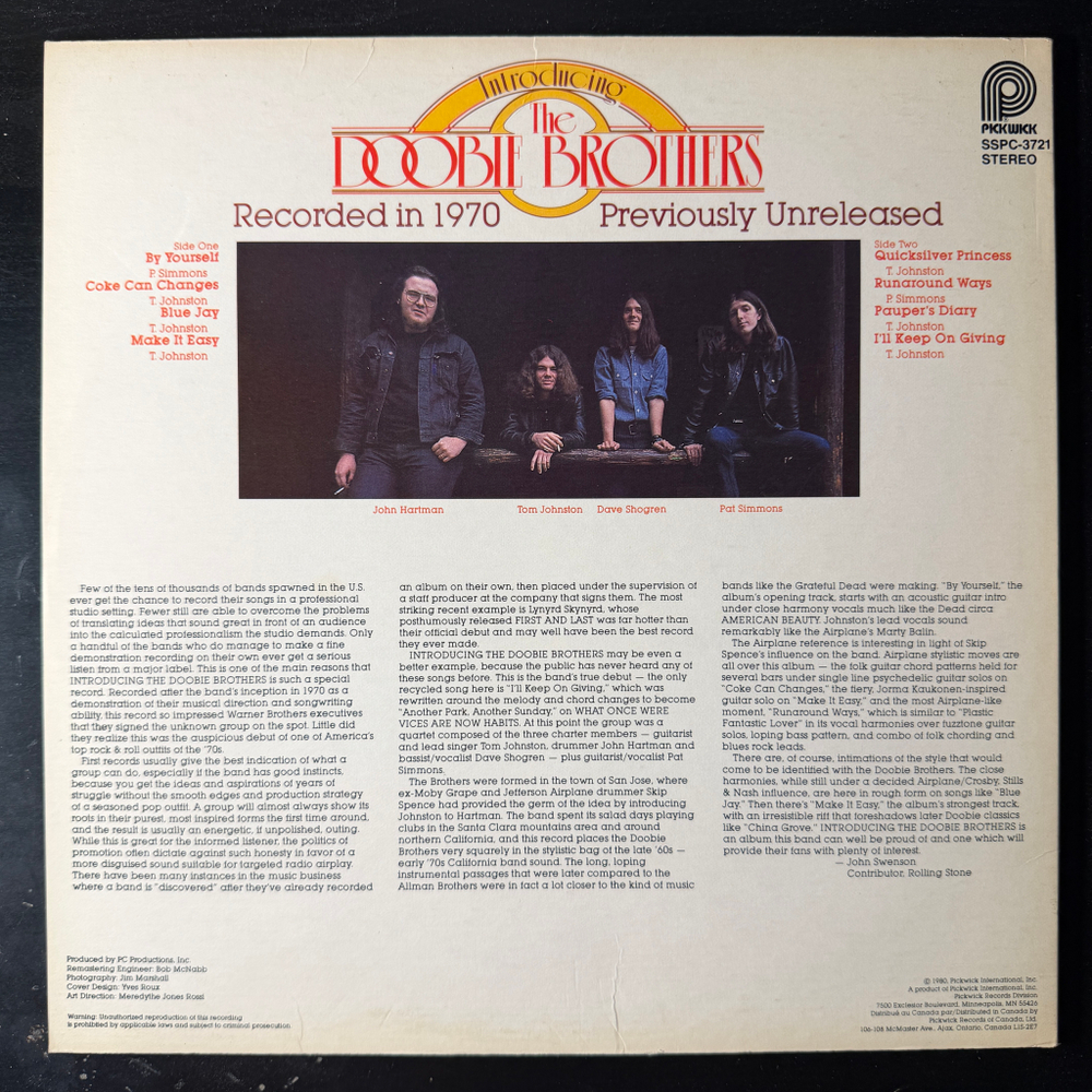 The Doobie Brothers ‎– Introducing The Doobie Brothers (Канада 1980г.)