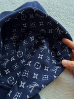 Мужская худи Louis Vuitton на молнии с цветными значками — тёмно-синяя — фото 5