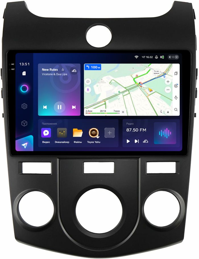 Магнитола для KIA Cerato 2 2008-2013 (кондиционер, рамка черная) - Teyes CC3-2K на Android 10, Быстрая, 2K QLED, CarPlay, 4G SIM-слот