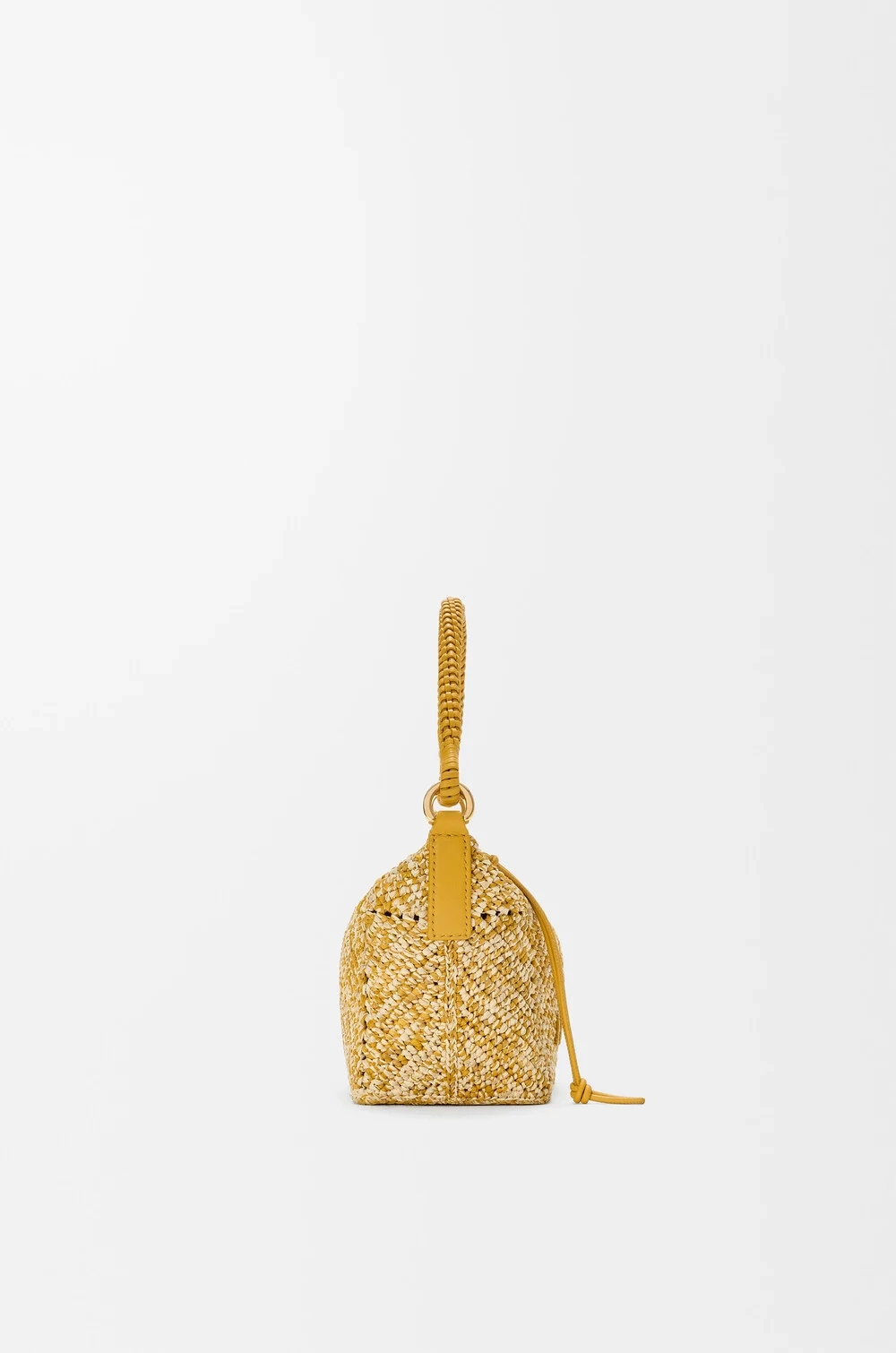 Loewe Мини-сумка Cala из телячьей кожи и рафии, горчичный