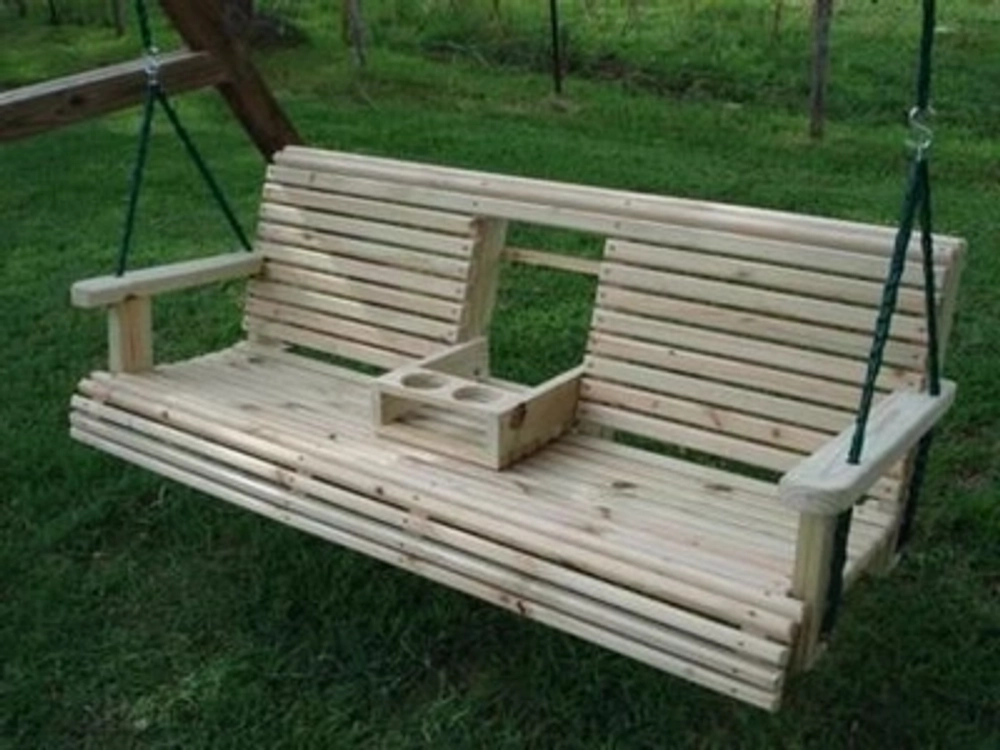 Садовые качели из дерева подвесные 1636