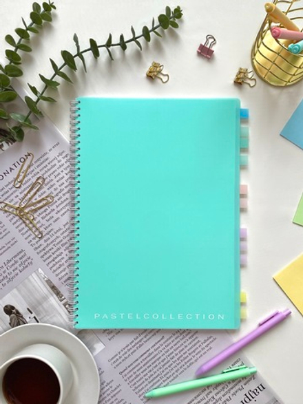НОВИНКА! Тетрадь А4 80 л. Pastel Collection Mint, с пластиковой обложкой, на металлическом гребне
