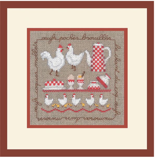 Набор для вышивания нитками Le Bonheur des Dames, Les Poules (Куры), 11,5х11 см