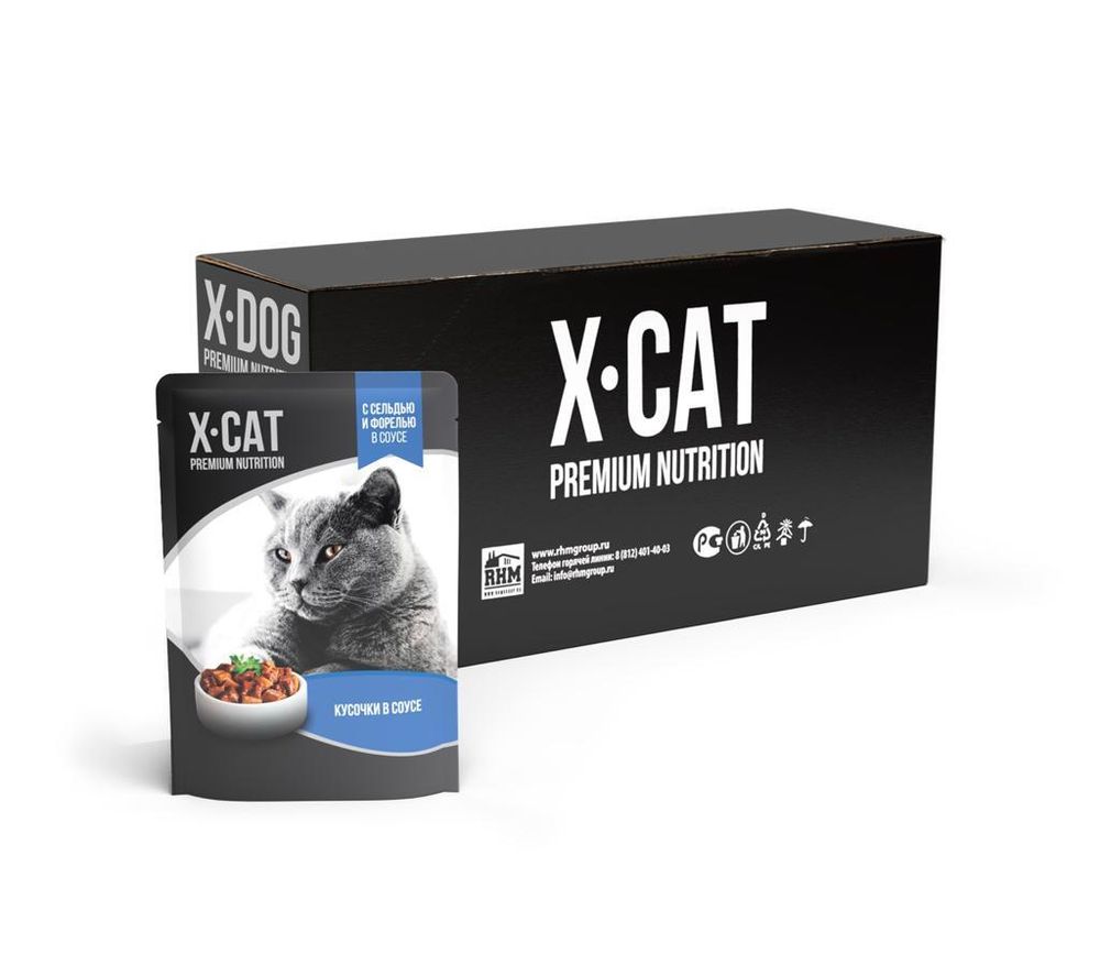 Консервы для кошек X-CAT с сельдью и форелью в соусе 85 г Консервы для кошек X-CAT с сельдью и форелью в соусе 85 г