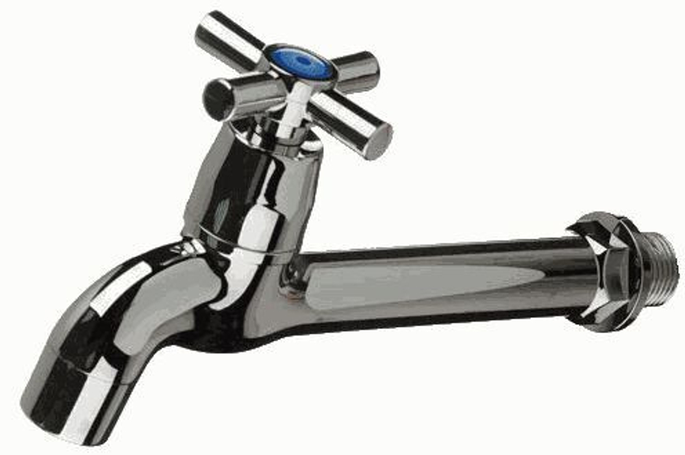 Кран водоразборный 1/2" пластик, хром, крест 20616