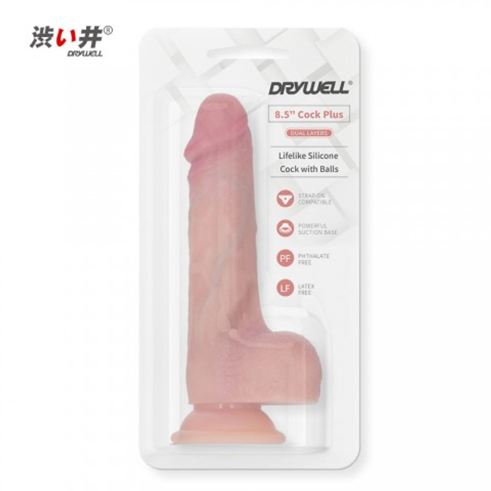 Реалистичный фаллоимитатор DryWell (21,5×4,1 см) на присоске