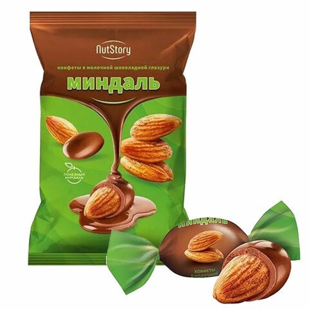 Конфеты Миндаль в молоч. шоколадной глазури 500г