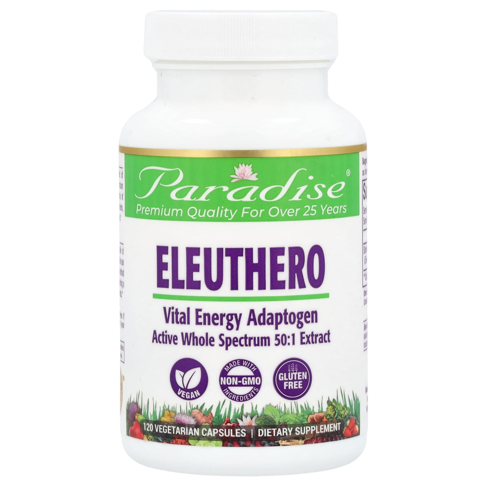Paradise Herbs, Eleuthero, 120 вегетарианских капсул (250 мг на капсулу)