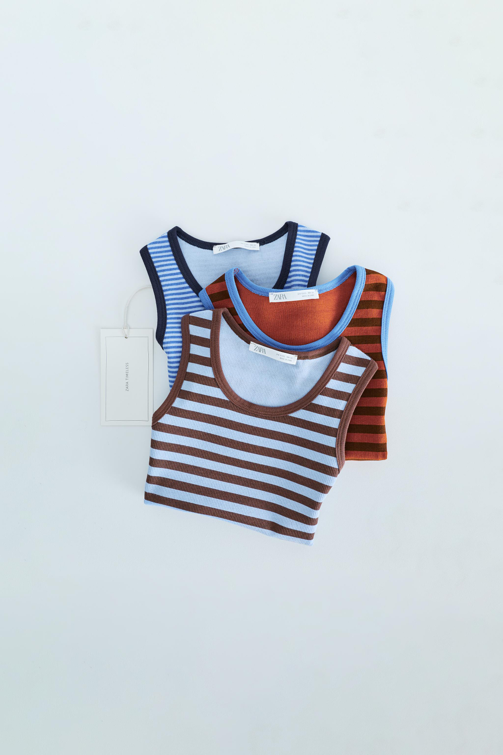 ZARA TIMELESS — НАБОР ИЗ ТРЕХ ФУТБОЛОК В РУБЧИК В ПОЛОСКУ, РАЗНОЦВЕТНЫЙ