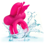 Розовое эрекционное виброкольцо 3,75см California Exotic Novelties Silicone Rechargeable Dual Butterfly Ring SE-1843-35-3
