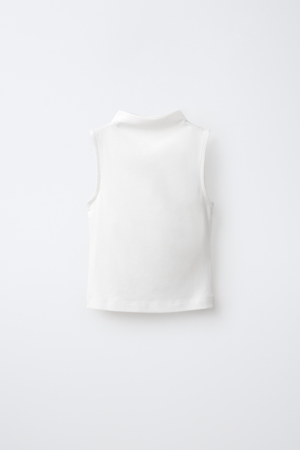 ZARA ТОП БЕЗ РУКАВОВ ИЗ ХЛОПКА И МОДАЛА, БЕЛЫЙ